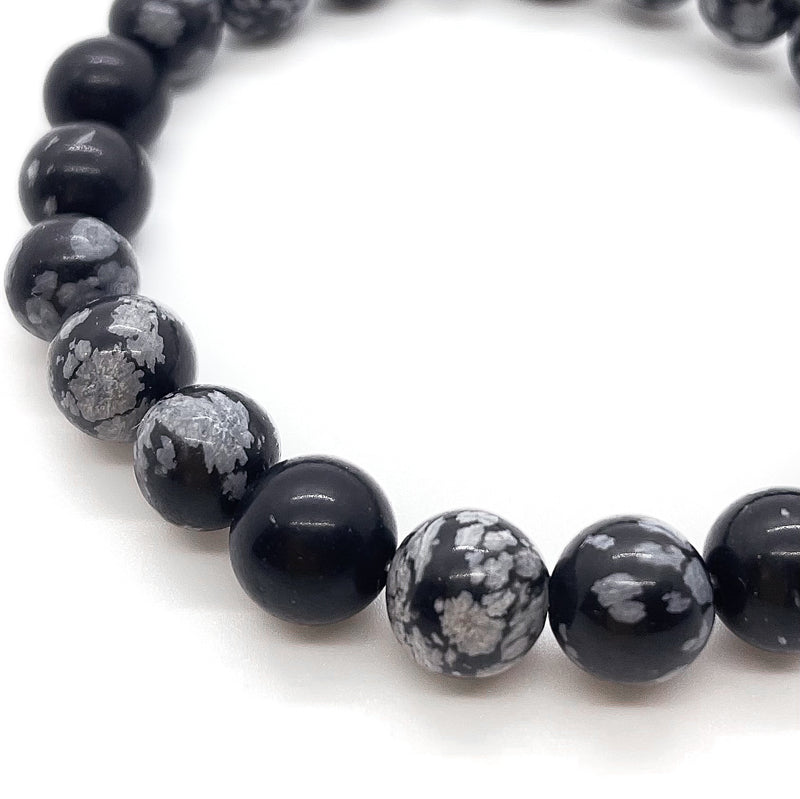 Snowflake Obsidian Beaded Bracelet (8mm)