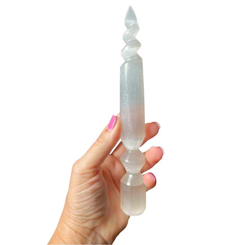 Selenite 20cm Twisted Point