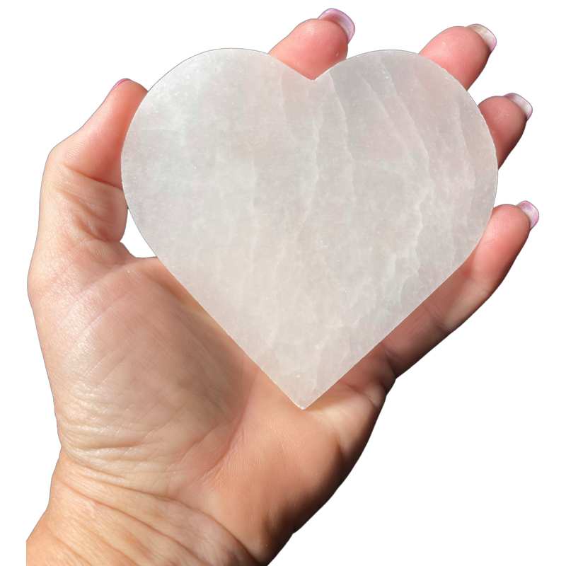 Selenite 10cm Flat Heart